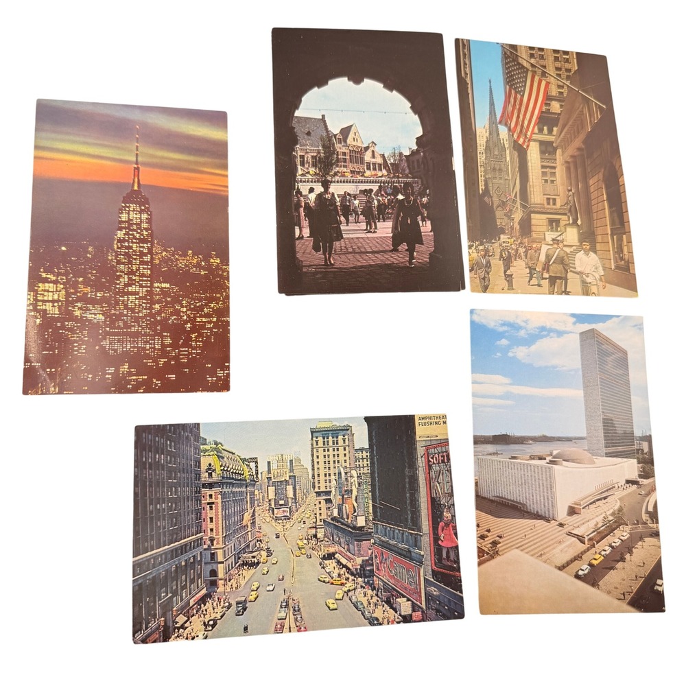 Alfred Mainzer Vintage NYC Postcards‎ Set of 5 Empire State Times Square Wall St